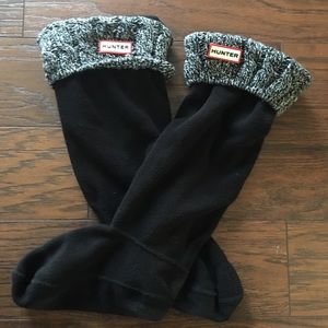Black White Hunter Cable Knit Boot Socks Inserts